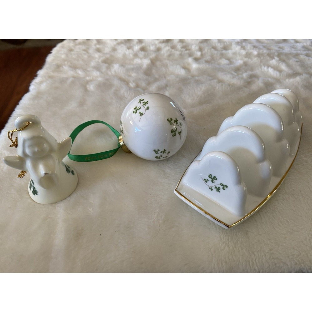 Royal Tara China Ornament&Toast Rack Irish Shamrock&Liffey Kildare Angel READ